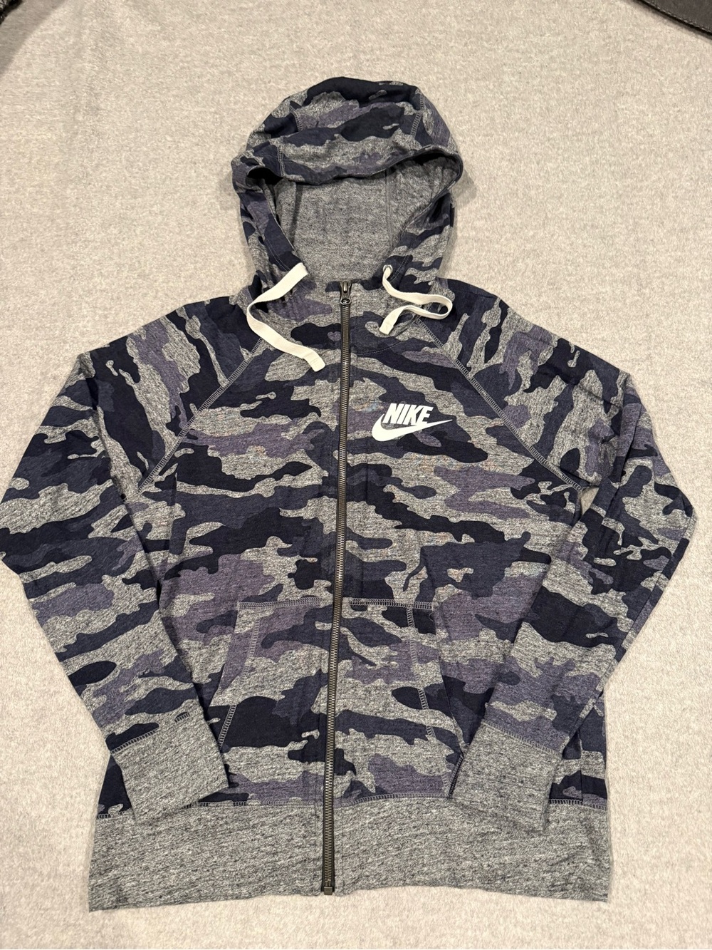 Nike Gray and Blue Logo Pullover Sweatshirt